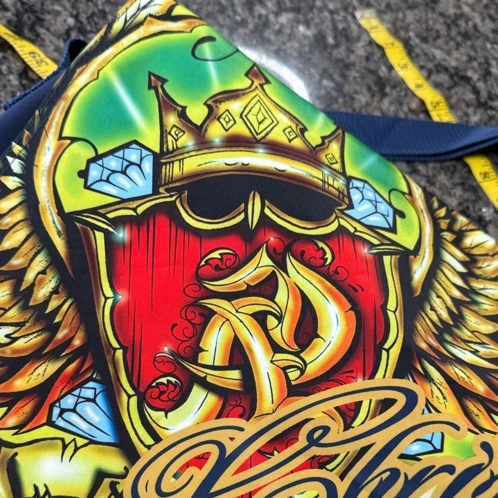 Christian Audigier vintage Y2K Vibrant Graphic Messenger Bag EUC